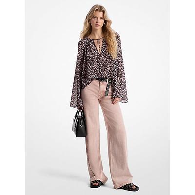 Michael Kors Garment-Dyed Wide Leg Jean Pink 12