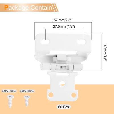 60 Pcs Cabinet Hinges, 1/2