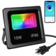 APP 15W RGBW Proiettore a LED Bluetooth Luce di inondazione intelligente per esterni 85-265V IP66 Faretto che cambia colore impermeabile Gruppo APP