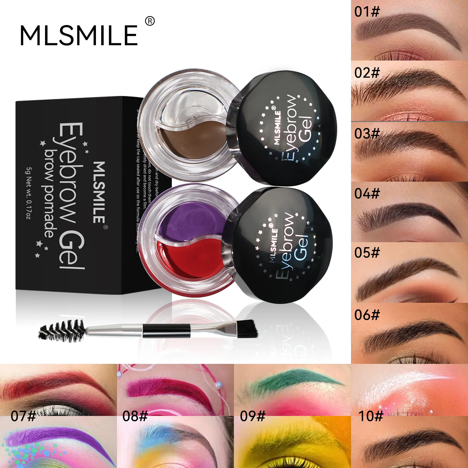 Zweifarbige Augenbrauen creme 2 in 1 Formung Tönung Augenbrauen gel 15 Farben wasserdicht lang anhaltende nicht verschmierte cos Make-up Augenbrauen Tattoo Image