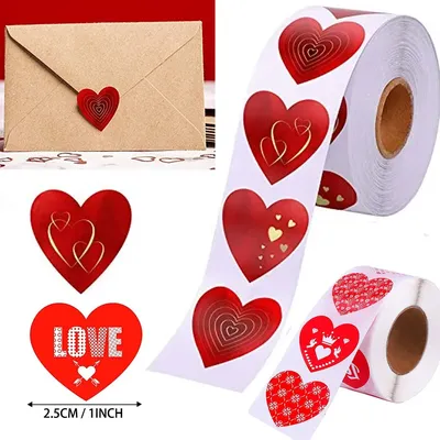 500 Stück 2,5 cm große Valentinstag-Aufkleber in Rot in Liebesform, Roller, Muttertagsaufkleber, Image