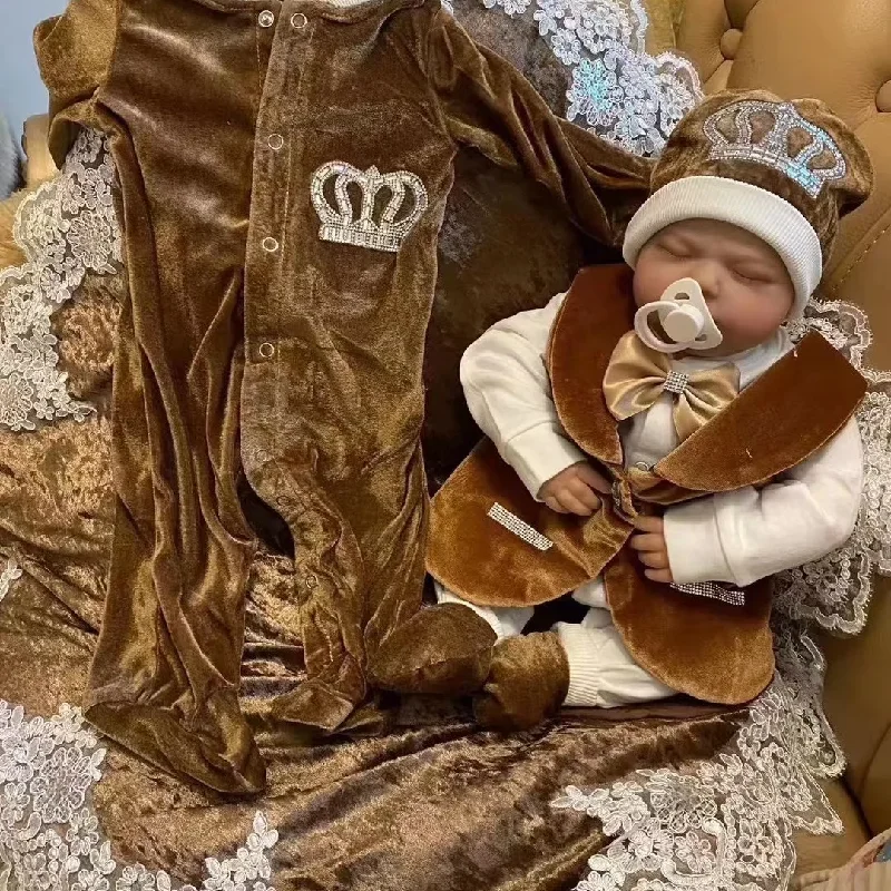 Samt Neugeborenes Baby Outfits Blazer Weste Kinder Kleidung Baumwolle Säuglingsprodukte Body Anzug Hemd Hosen Fäustlinge Empfangsdecke Image