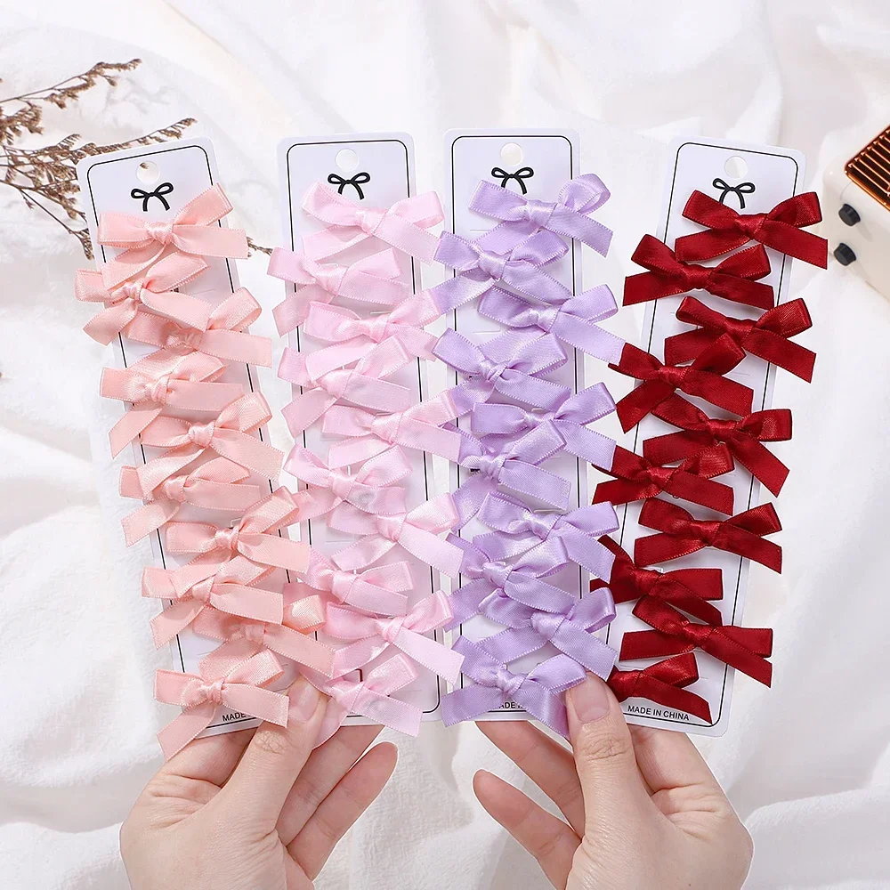 RAINBOW BOWS 10 Stücke Kinder Süße Einfarbig Mini Bögen Haarspange Baby Mädchen Ballett Stil Band Geflochtene Haarschmuck Großhandel Image