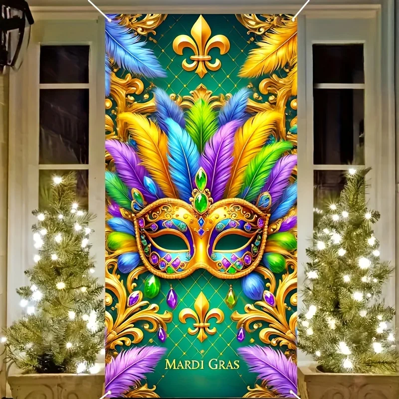 Karneval Dekorationen Tür Abdeckung Maske Feder Hintergrund für Karneval Maskerade Dekor Photo Booth Hintergrund Prop Party Liefert Image