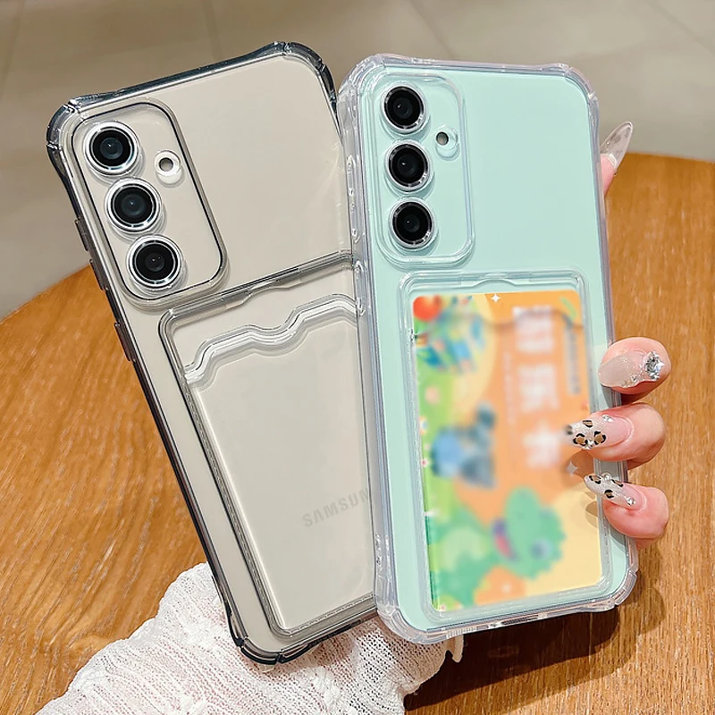 Fall Für Samsung Galaxy S25 Rand S24 FE S24 S23 S22 Ultra S21 Plus A17 A56 A55 A54 A53 A36 a15 A16 5G Karte Tasche Klar Telefon Abdeckung Image