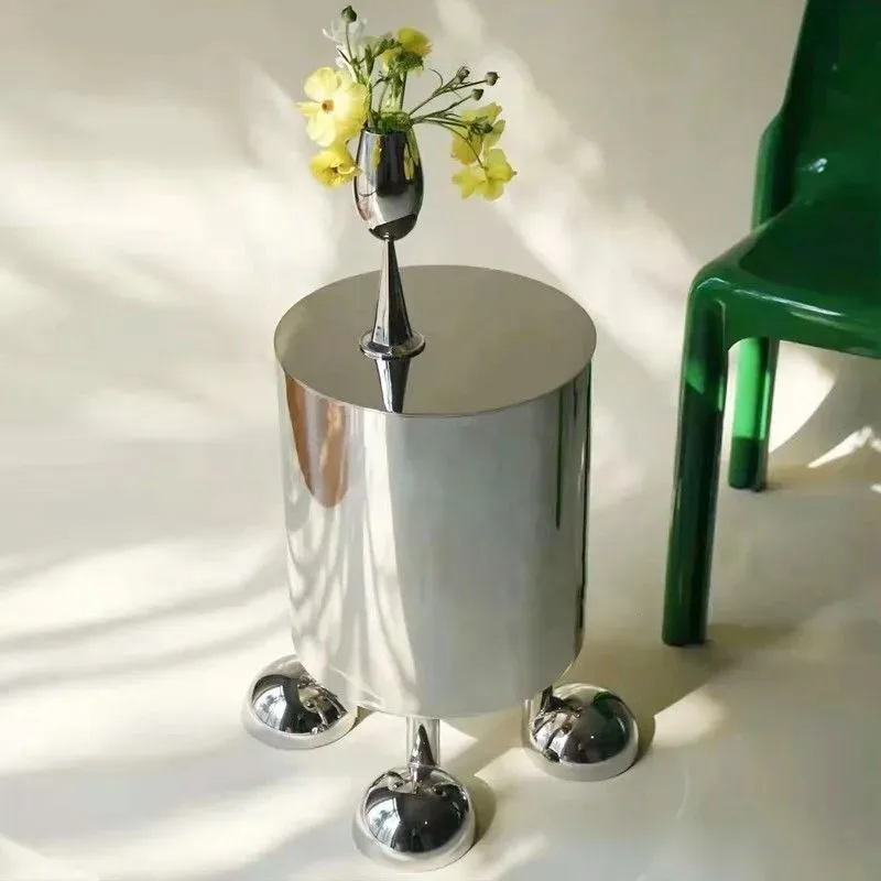 Moderner Couch tisch Edelstahl einfaches Design Beistell tisch Aufbewahrung eimer Sofa Tisch Schlafzimmer Nachttisch Wohnzimmer möbel