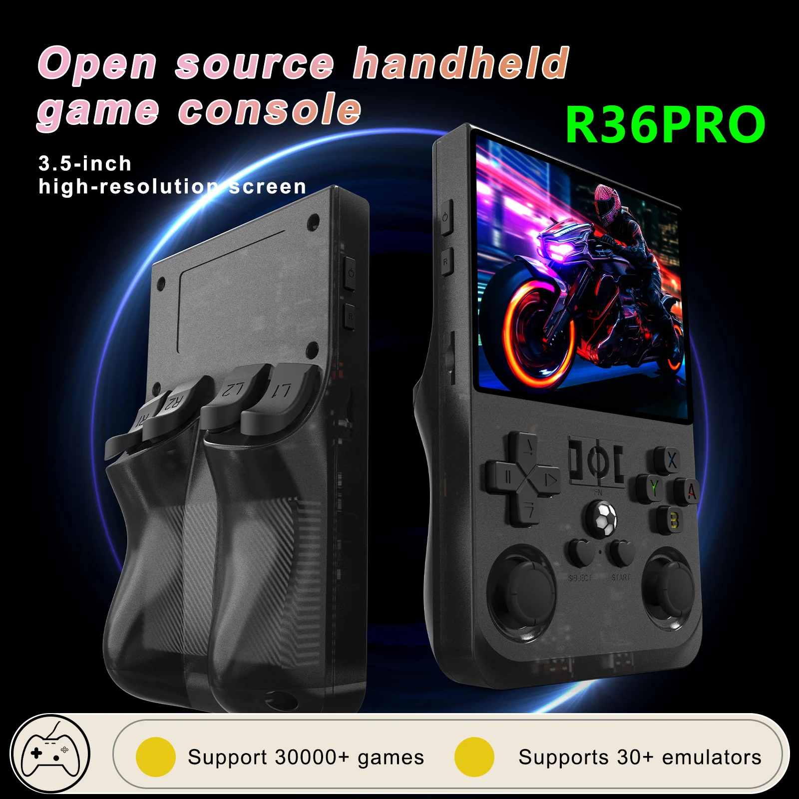 Open Source R36 PRO Retro Handheld-Videospielkonsole Linux-System 3,5 Zoll IPS-Bildschirm Tragbarer Taschenplayer 128GB Spiele R36S Image