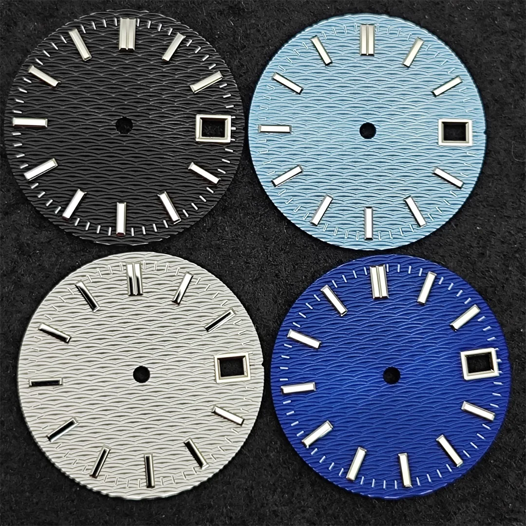 NH35-Uhrenzifferblatt, 28,5 mm, Metall-Uhrengesichter, keine Lumineszenz, einzelnes Datumsfenster, Uhrenzubehör für NH35-Uhrwerk Image