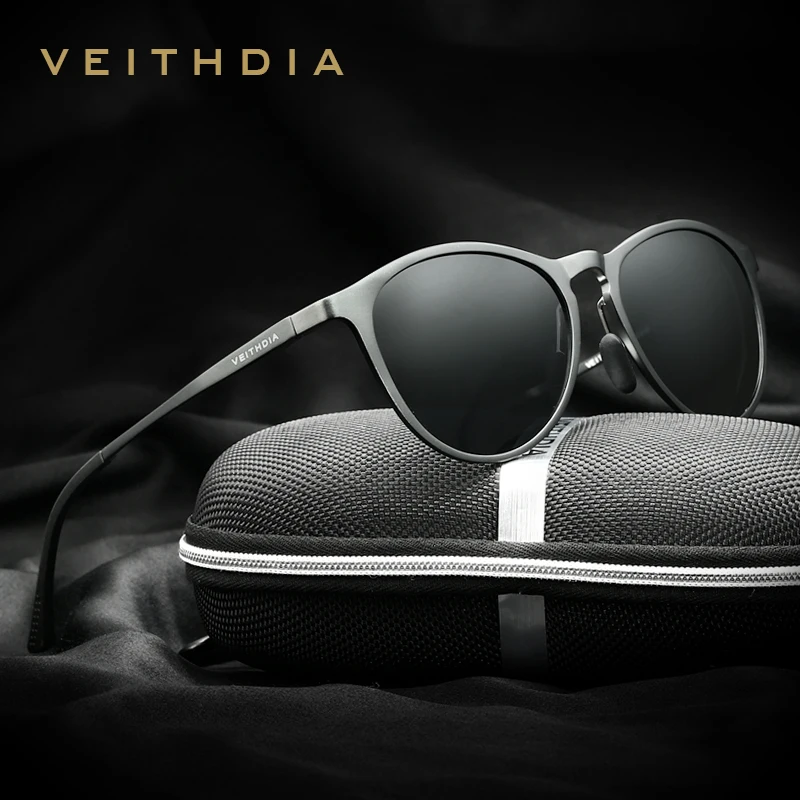 VEITHDIA-Retro-Aluminium-Sonnenbrille für Männer und Frauen, Sport-Fahrsonnenbrille, polarisierte Linse, Vintage-Brillenzubehör, 6625 Image