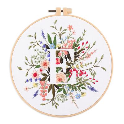 Flower Cross Stitch Kits for Beginners DIY Embroidery Kit for Kids Adults New Year Valentines Day Spring Birthday Gift Needlepoint Patterns with Embroidery Hoops Craft Supplies