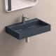 Doporro - Lavabo Suspendu avec Bonde Vasque à Poser Gris Noir Mat 60x38x11cm Lave Mains