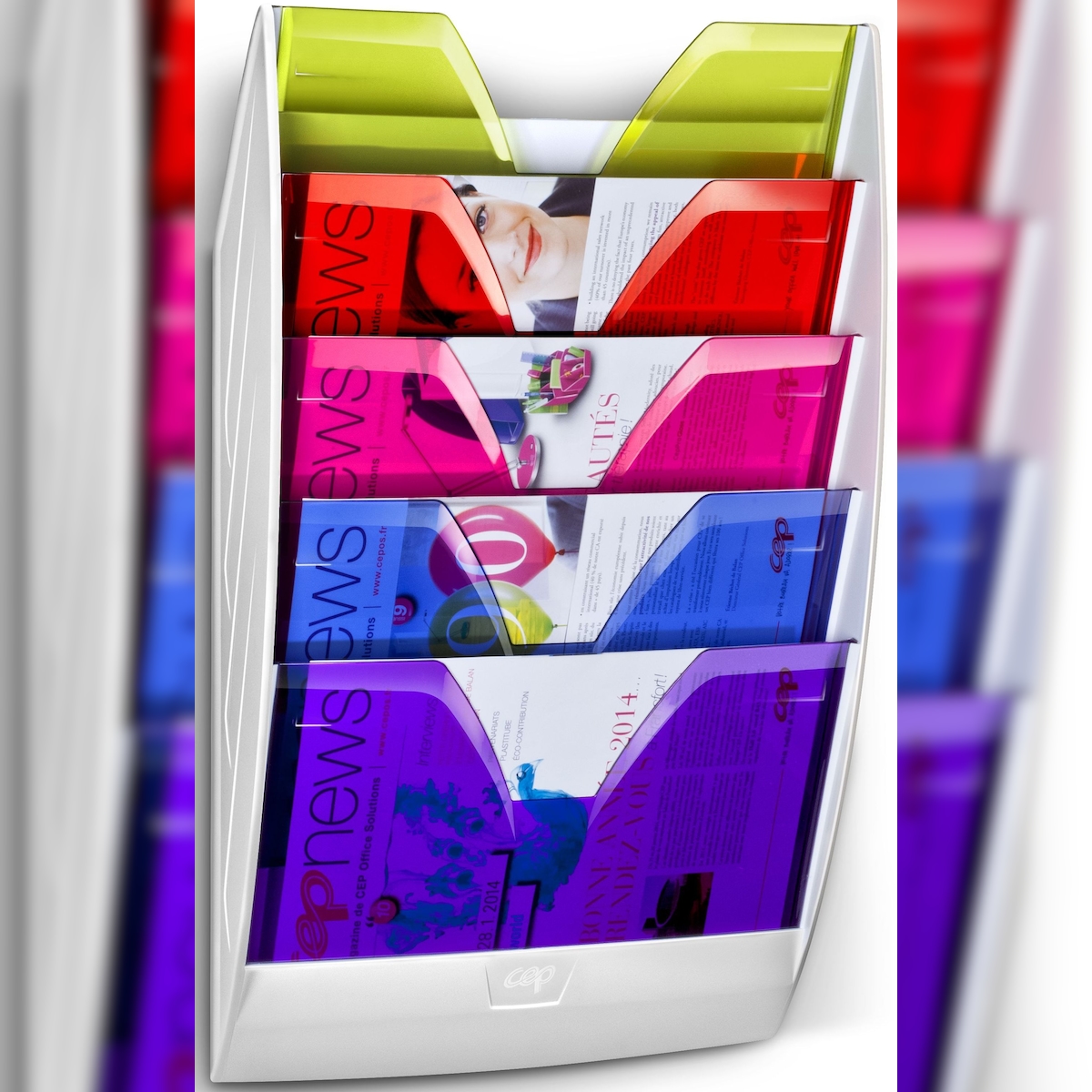 CEP Wandprospekthalter Happy 5 Fächer weiß happy farben Image