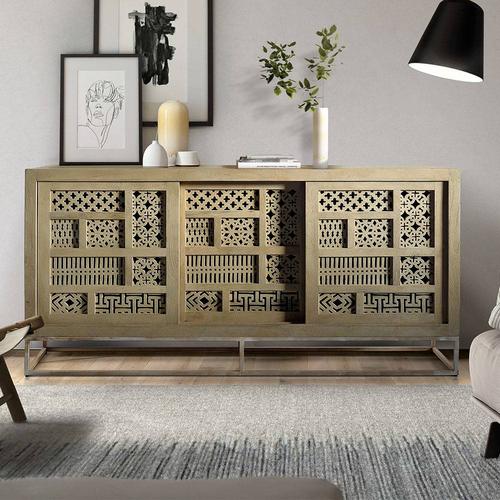 Sideboard Kommode aus Mangoholz mit Schiebetüren