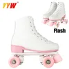 Größe 32–40, weiße Rollschuhe für Damen, PU-Leder, Turnschuhe, Flash-Räder, Schuhe für Anfänger,