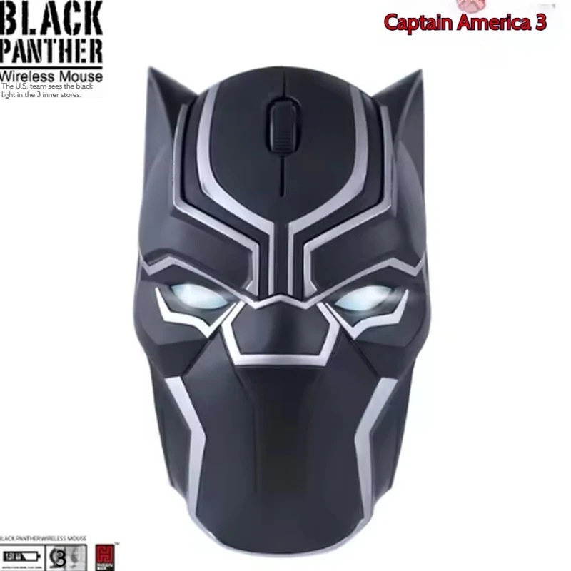 Marvel Black Panther Leichte kabellose Gaming-Maus, kabellose Bluetooth-Maus, tragbare Ladestation für Laptop-Schreibtisch Image