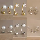 Koreanische Edelstahl minimale Kristall Herz Stern Ohr stecker Ohrring Frauen Perle Helix Ohr stecker Tragus Knorpel Piercing Schmuck