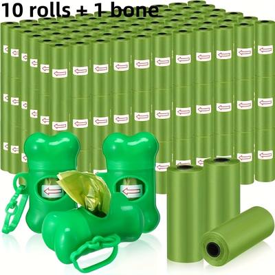 TEMU 150 Count Dog Poop Bags + 1 Bone Pet Waste Bags With 1 Dog Poop Bag Dispenser Doggie Poop Bags For Home Outdoor Puppy Walking And Travel,