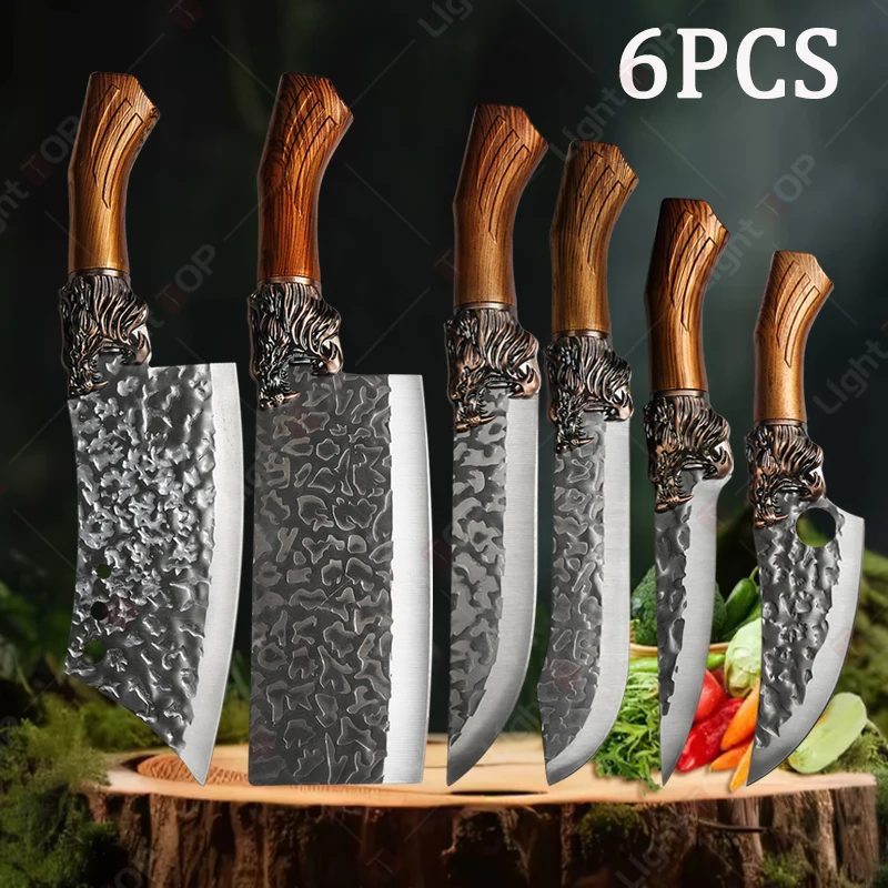 Handgefertigtes geschmiedetes Küchenmesser, Fleischschneidemesser, Ausbeinmesser, multifunktionale Küchenmesser, Schmiedelmesser, Schneidemesser Image