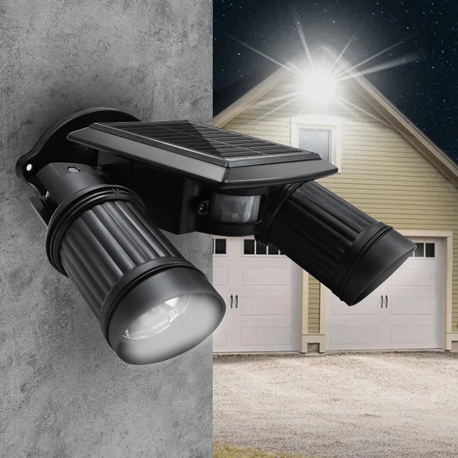 Solarleuchten für den Außenbereich, Bewegungsmelder, Sicherheitsleuchten, Solar-Wandleuchte mit verstellbarem Doppelkopf-LED, wasserdichter Scheinwerfer für den Garten