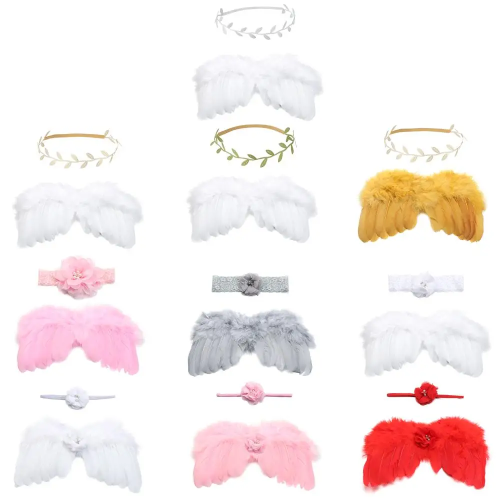 Neue Kinder Kleid Mädchen Kopf bedeckung Baby kleidung Engels flügel Baby Foto Requisiten Kostüme für Kleinkinder Neugeborene Fotografie Zubehör Image