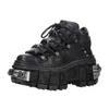 Herren Motorradstiefel Mode Punk Rock Big Head Lederschuhe Plattform Metalldekoration Design Y2k Goth Western Stiefeletten