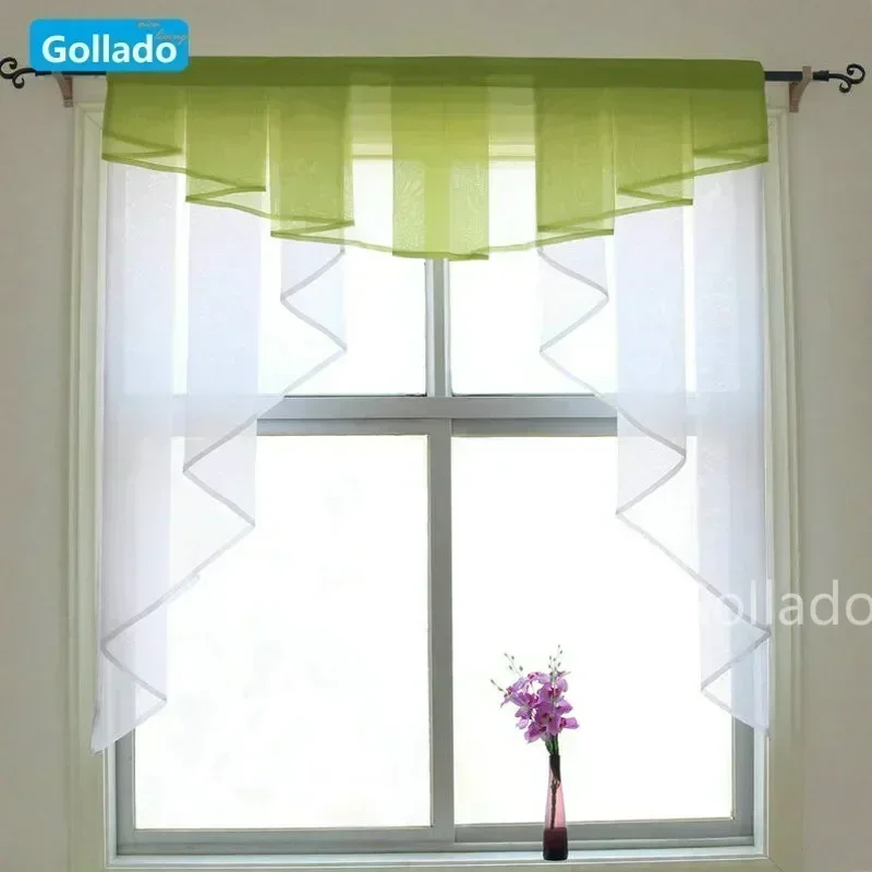 Nähte Farben Tüll Fenstervorhang für Schlafzimmer, modischer, durchsichtiger Küchenvorhang mit plissiertem Design Image