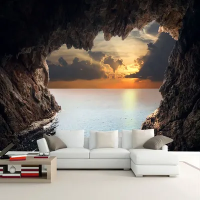 Custom Foto Tapete 3D Stereoskopischen Cave Seascape Sonnenaufgang TV Hintergrund Moderne Wandbild Tapete Wohnzimmer Schlafzimmer Wand Kunst Image