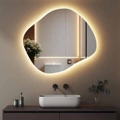 Boromal - Asymmetrischer Spiegel mit led Beleuchtung 74 x 84 cm Badspiegel mit Beleuchtung Bad Image