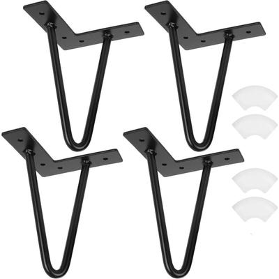 4 Stück Metall Schrankfüsse Schwarz 10cm Möbelfüße mit Bodenschoner Haarnadel Tischbeine Hairpin Image