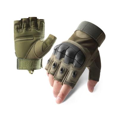 M, Armeegrün) Gelenkschutzhandschuhe, Halbfinger-Handschuhe aus Hartgummi für Outdoor-Übungen, Image