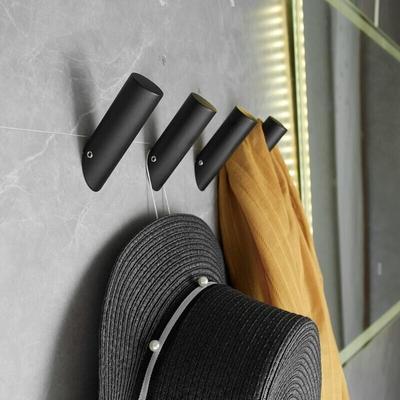 Set mit 4 robusten schwarzen Wandhaken für Bademäntel, Mäntel, Bademäntel, Badezimmer, Wandhaken Image