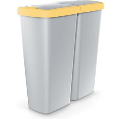 Monzana® Mülleimer Küche 50L 2 Fächer mit Deckel Druckknopf Abfalleimer Büro Papierkorb Biomüll Image