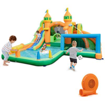 Costway Kids Inflatable Water Slide with Soccer Gate and 750W Blower