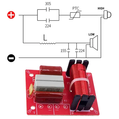 WEAH-234 80W 2 Way Speaker Frequency Divider Audio Treble Bass Crossover Filter