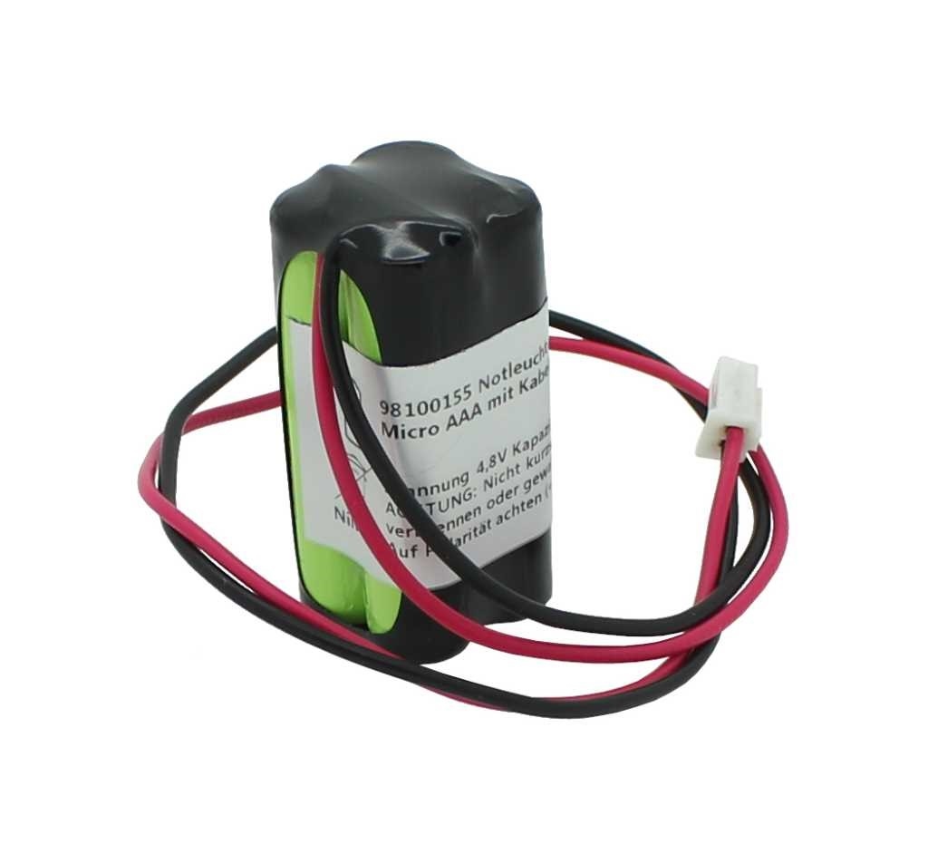 AccuCell Notleuchtenakku NiMH 4,8V 600mAh F2x2 Micro AAA mit Kabel und Stecker Image