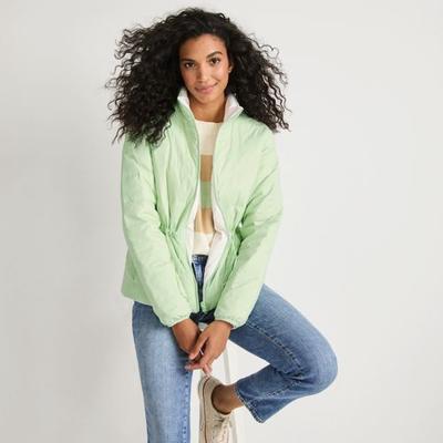 Wanderweight Down Ultralight Packable Reversible Jacket, Women, size: 14-16, regular, Green, Nylon, by Lands' End