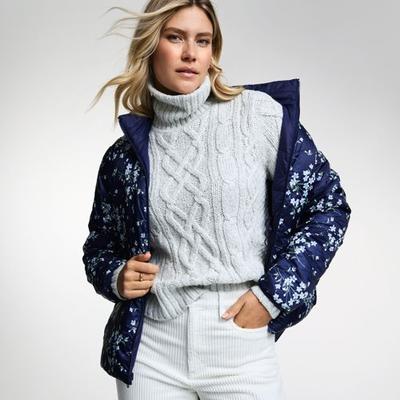 Wanderweight Down Ultralight Packable Reversible Jacket, Women, size: 20, regular, Blue, Nylon, by Lands' End