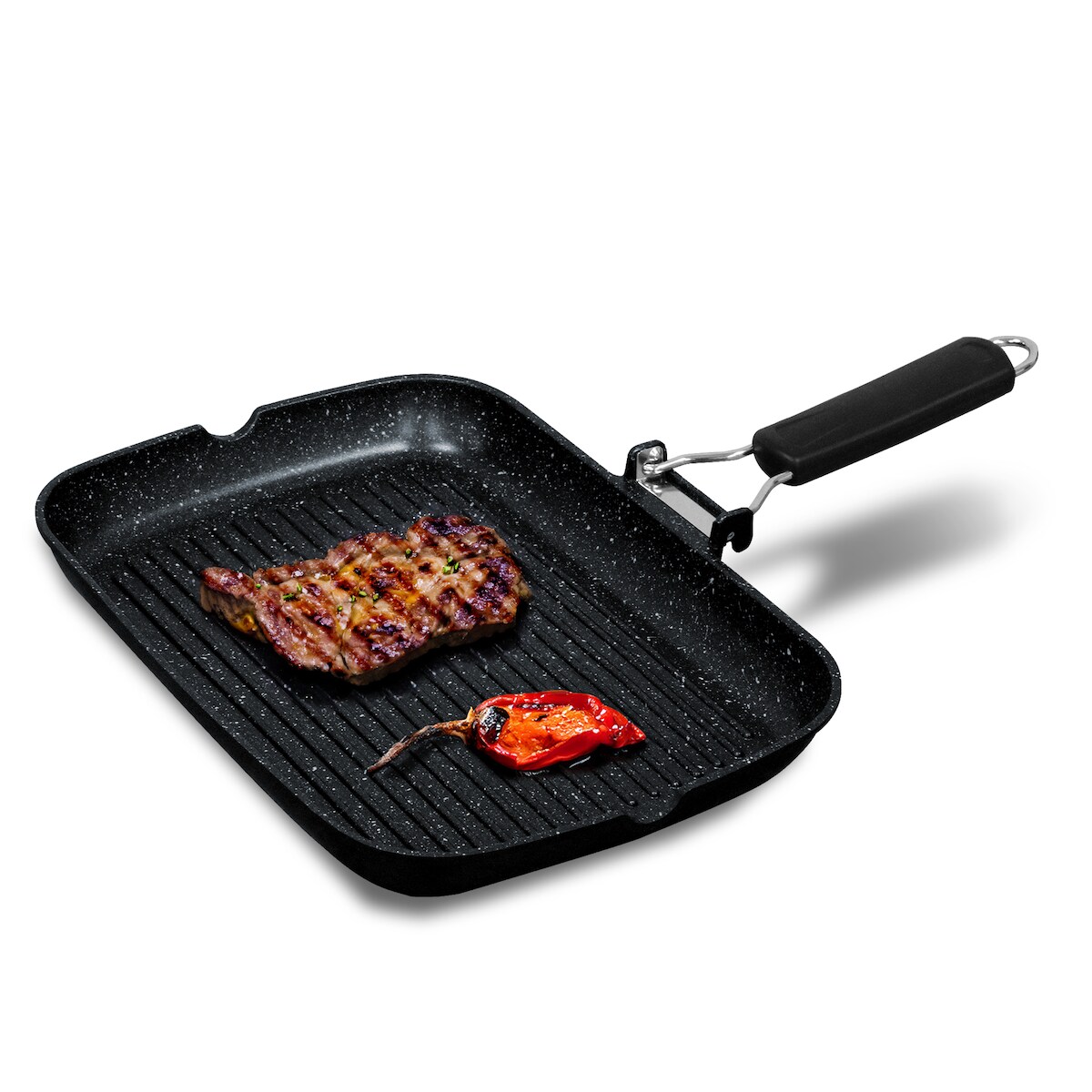 Briebe GP1160 Grillpfanne Induktion Antihaft-Titan Steakpfanne 34x24cm Gussaluminium ohne PFOA, Schwarz Image