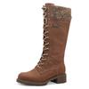 Winterstiefel TAMARIS, Damen, Gr. 36, Varioschaft, braun, Nubuklederimitat, Textil, unifarben mit Farbeinsatz, casual, Schuhe, Blockabsatz, Schnürstiefel, Langschaftstiefel, vegane Verarbeitung