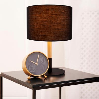 NÄVE Tischleuchte "Tessile", schwarz, Ø 24,00cm H: 37,00cm, Lampen, Textilschirm, Fuß zur Hälfte Metall schwarz und Holz Gummibaum, E14 Image