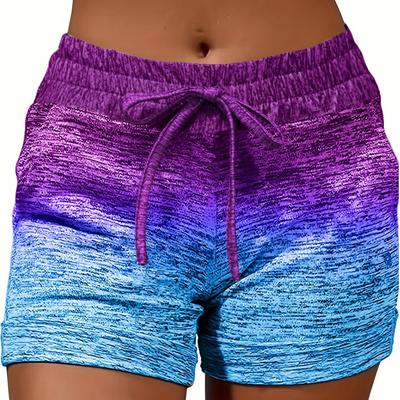 "TEMU Women's Casual Shorts With "love & " Letter Print - Elastic Waistband, Medium Stretch, Machine Washable, For Workouts & Casual Attire, Clothing, Stylish, Breathable Material," Image