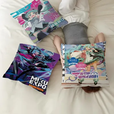 Anime Idol Cartoon Sänger Miku Kissen Abdeckung Kissenbezug Polster Sofa Werfen Kissen Wohnkultur Image