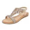 Plus Größe 36-42 Schuhe für Frauen Mode 2024 Sommer Atmungsaktive Strass Böhmen Schuhe Slip auf Strand Schuhe Frauen Schuhe
