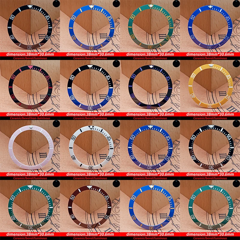 Keramik Lünette Kegel ring Einsatz Ring Zubehör 38x30,6mm geeignet für skx007/nh3 Serie Uhrwerk Lünette Reparatur und Austausch Image