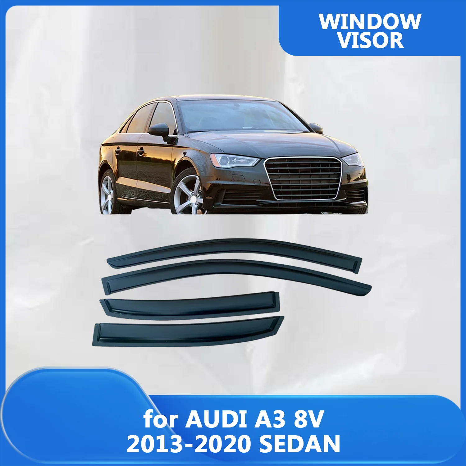 Fenstervisier für AUDI A3 8V SEDAN 2013 2014 2015 2016 2017 2018 2019 2020 Windabweiser Regenschutz Türvisier Lüftungsschirme Image