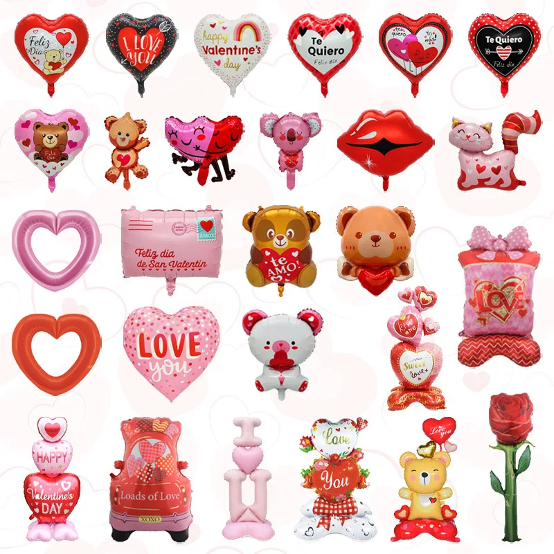 Neue Valentinstag Aluminium Ballon Bär Rose Liebe Stil Geständnis Hochzeit Vorschlag Party Dekoration Image