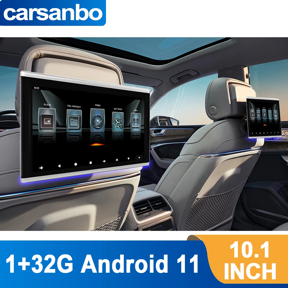 Carsanbo 10,1 Zoll Auto-Kopfstützen-IPS-Monitor Android 11 Touchscreen-TV 1080P Display 73 Auto-Logos und 20 Marken-Auto-UIs zur Auswahl. Image