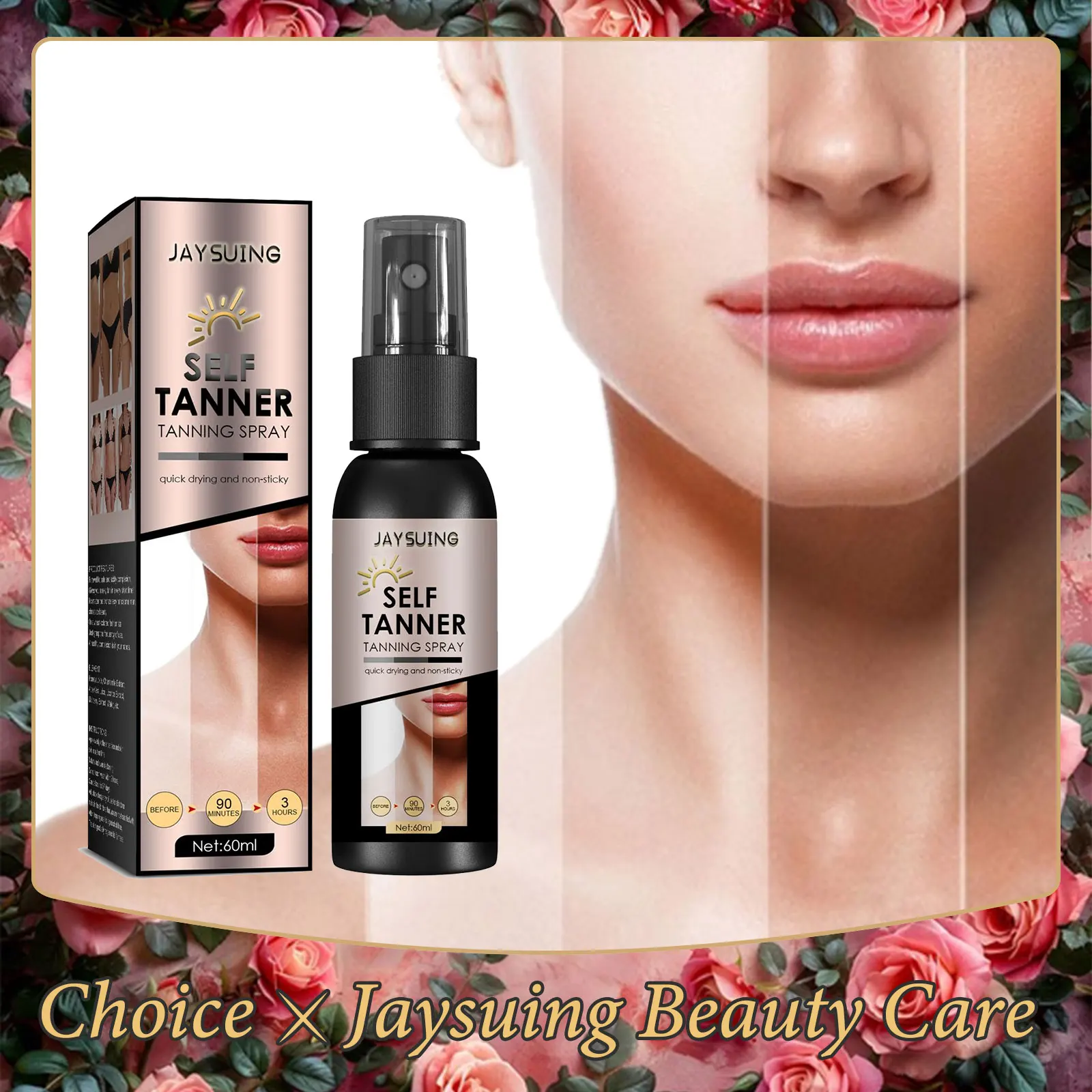 Selbstbräunungsspray, Beschleuniger, Bronze, sonnenlos, natürliches Bräunungs-Solarium, langlebig, nährt, gefälschtes Bräunungs-Selbstbräunungsspray Image