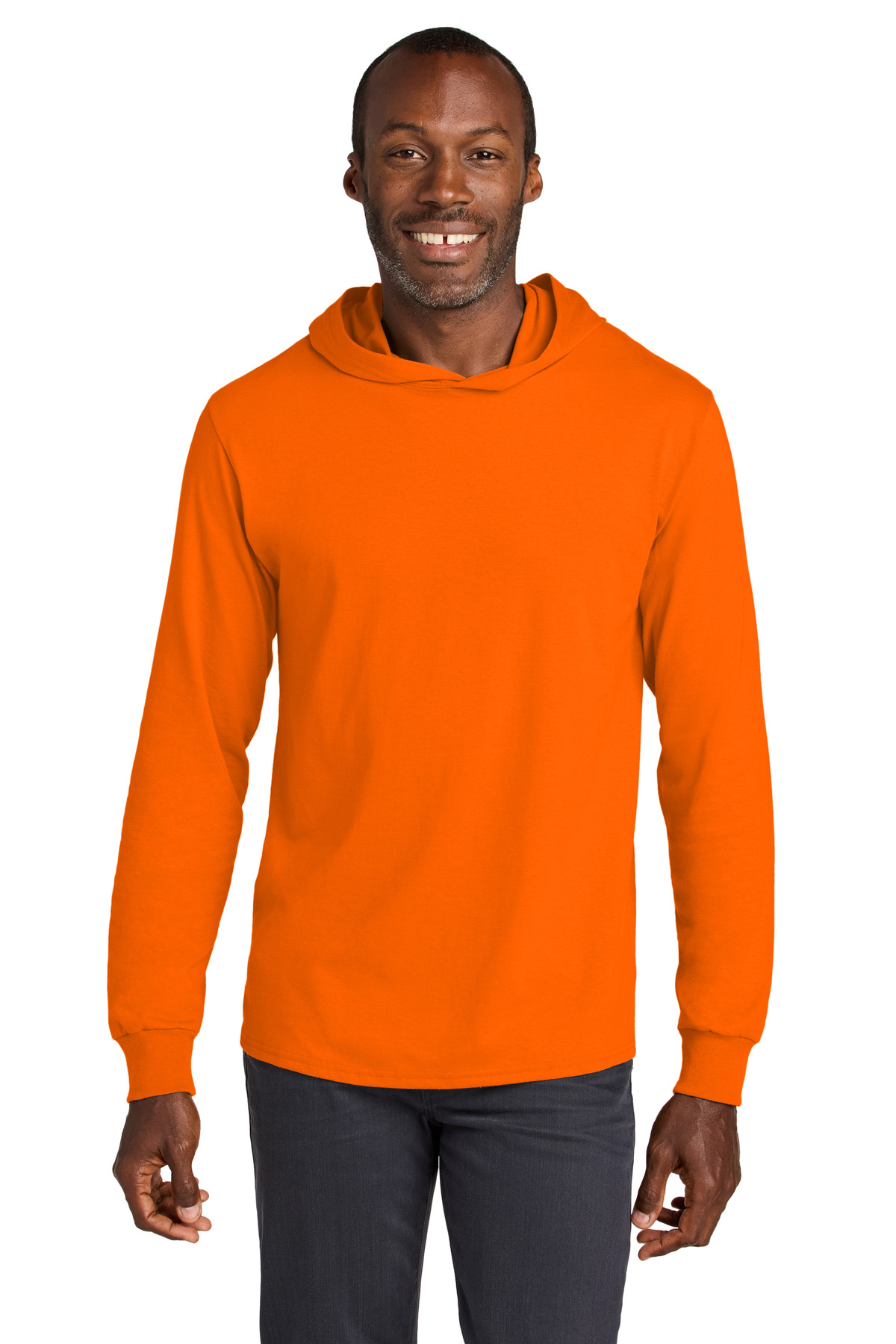 Jerzees 363LH Classics Cotton Long Sleeve Hooded T-Shirt in Safety Orange size 2XL