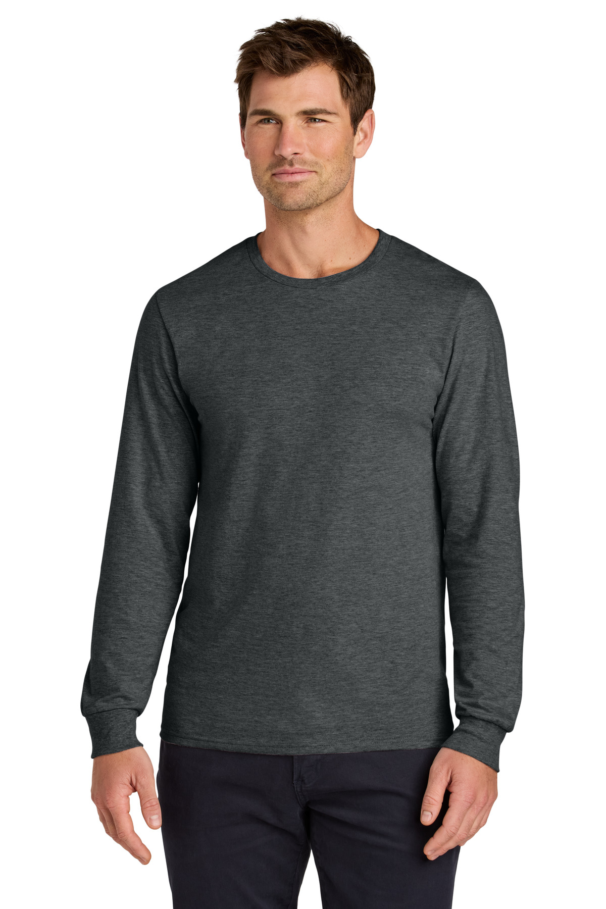 Jerzees J363L Classics Cotton Long Sleeve T-Shirt in Black Heather size Small 363L